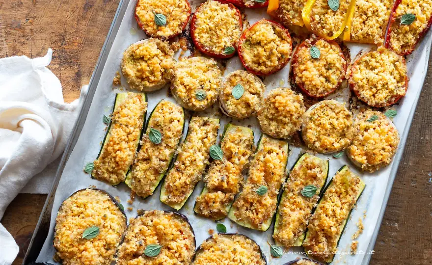 Verdure gratinate al forno con crosticina dorata